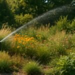 Intelligens öntözőrendszer virágzó kertben