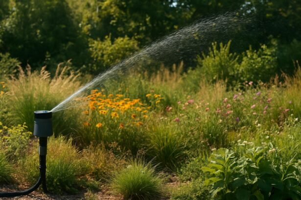 Intelligens öntözőrendszer virágzó kertben