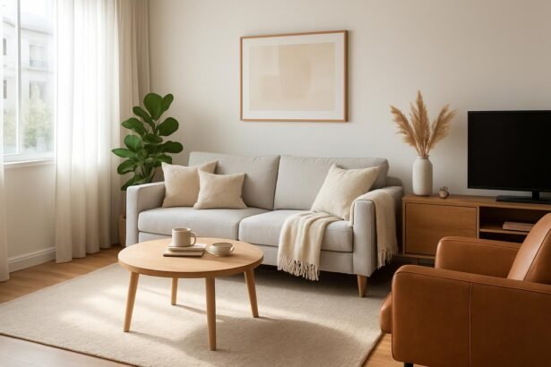 Modern nappali berendezés természetes fényben