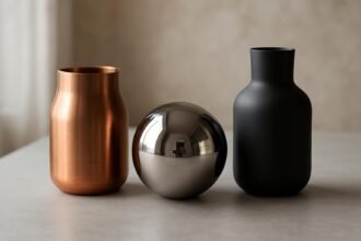 Réz, króm és matt fekete vázák a modern dekorációhoz