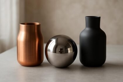Réz, króm és matt fekete vázák a modern dekorációhoz