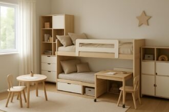 Modern gyerekszoba multifunkcionális bútorokkal 2026-ban