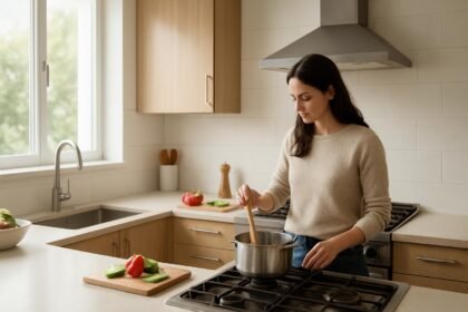 Ergonomikus főzés a konyhai munkaháromszög szabálya szerint.