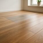 Modern fa hatású padlóburkolat nappaliban