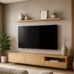 Modern TV fal harmonikus nappaliban, praktikus tárolással.