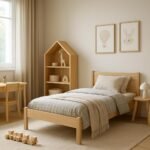 Minimalista gyerekszoba berendezés praktikus bútorokkal