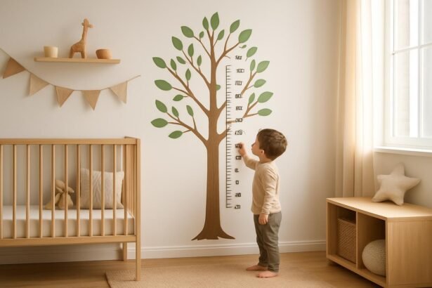 Gyerekszoba dekoráció, amely a gyermek növekedését segíti.