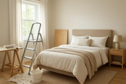 Hálószoba felújítás előtt és után, olcsó megoldásokkal.