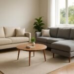 Kényelmes kanapé és sarokgarnitúra nappaliban.