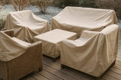 Kerti bútorok védőhuzattal a téli tárolás során