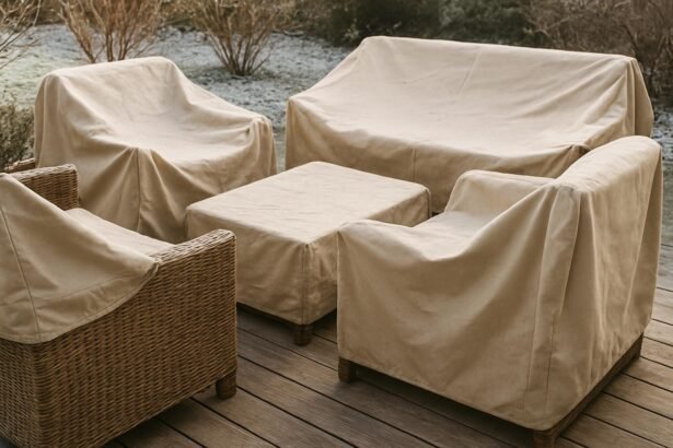 Kerti bútorok védőhuzattal a téli tárolás során