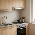 Modern egysoros konyhabútor praktikus elrendezésben