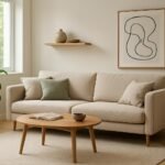 Modern nappali bútorok és növények a mentális egészségért