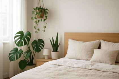 Hálószoba szobanövényekkel a nyugodt alvásért