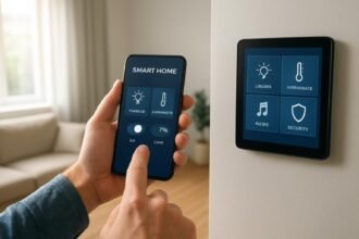 Okosotthon világítás és hőmérséklet vezérlése mobilappal.