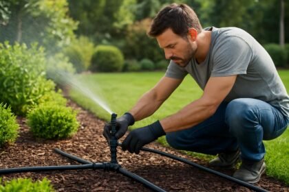 Kertész automata öntözőrendszert telepít a kertben