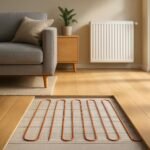 Modern nappali padlófűtéssel és radiátorral