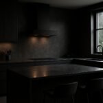 Modern sötét konyha elegáns design elemekkel