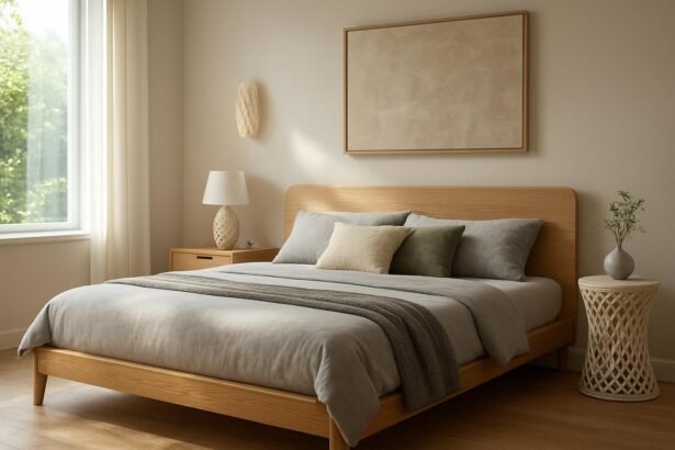 Modern hálószoba egyedi bútorokkal és kiegészítőkkel.