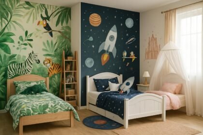 Tematikus gyerekszoba dzsungel és űr stílusban
