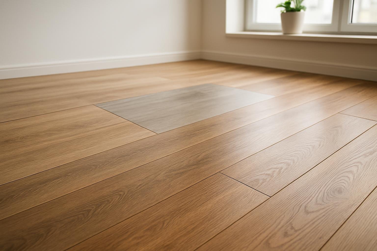 Modern fa hatású padlóburkolat nappaliban