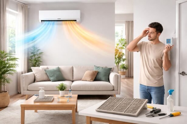 Nappali klímát használó család, relaxált környezetben, hatékony hőmérséklet-szabályozás és energiafogyasztás figyelése.